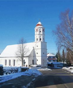 Kirche Kronburg In Snow paint by numbers