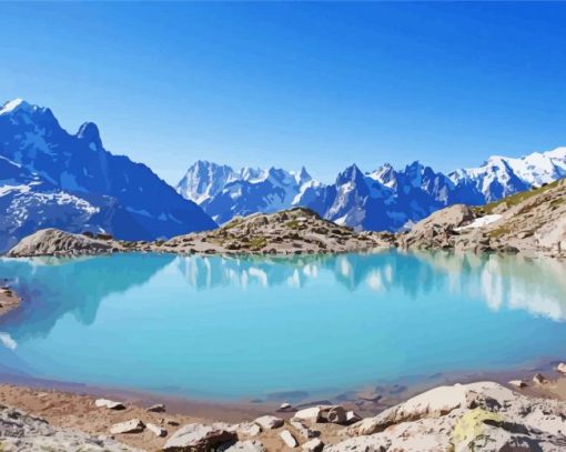 Lac Blanc Chamonix paint by number