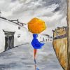 Lady With Yellow Umbrella And Blue Dress paint by number