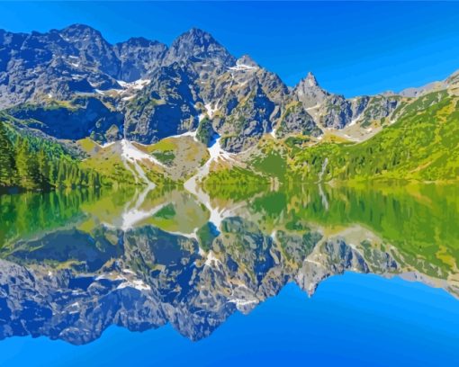 Lake Tatras Mountains paint by numbers