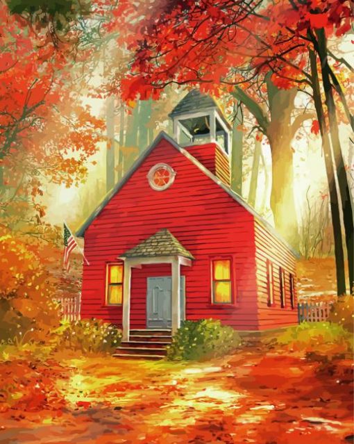 Little Red Schoolhouse paint by numbers