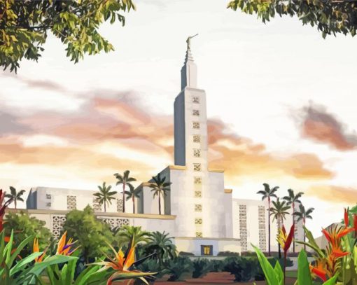 Los Angeles California Temple paint by numbers