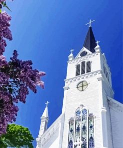 Mackinaw Church Building paint by number