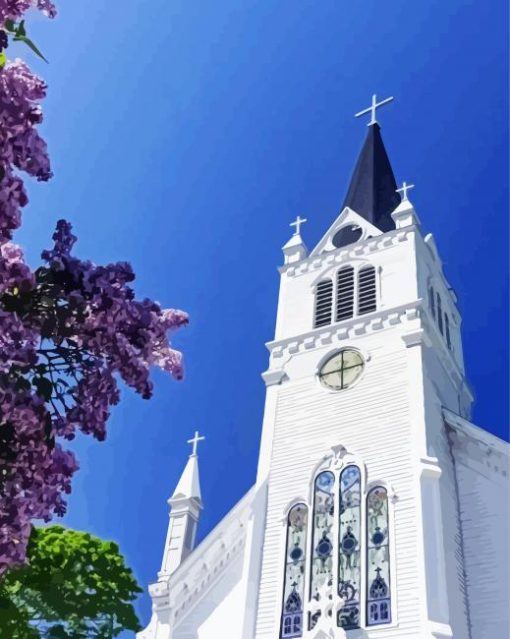 Mackinaw Church Building paint by number