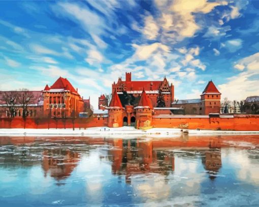 Malbork Castle In Winter paint by number