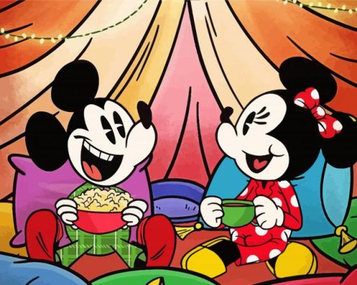 Mickey And Minnie Mouse Eating paint by number