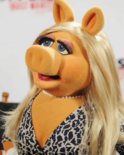 Miss Piggy Wearing Dress paint by numbers