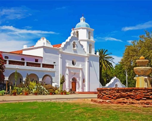 Mission San Luis Rey Oceanside paint by numbers