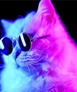 Neon Cats With Black Glasses paint by numbers