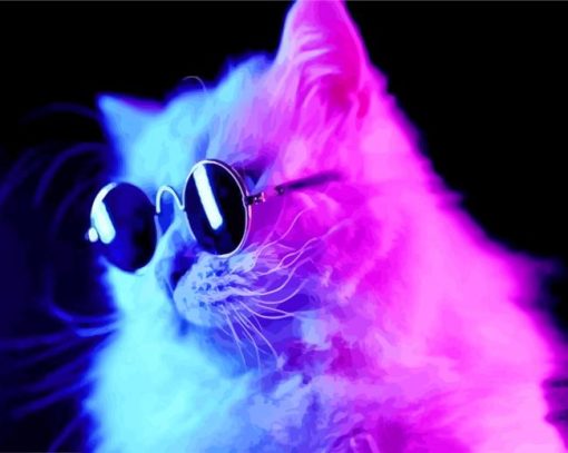 Neon Cats With Black Glasses paint by numbers