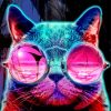 Neon Cats With Glasses paint by numbers