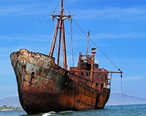 Old Ship Wrack paint by numbers