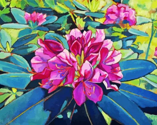 Pink Rhododendron Plants Art paint by numbers