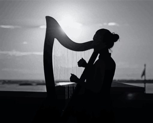 Playing Harps Silhouette paint by numbers