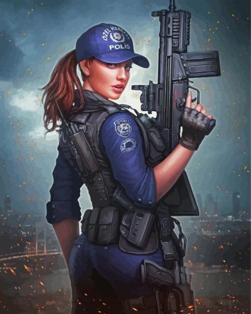 Police Woman paint by numbers