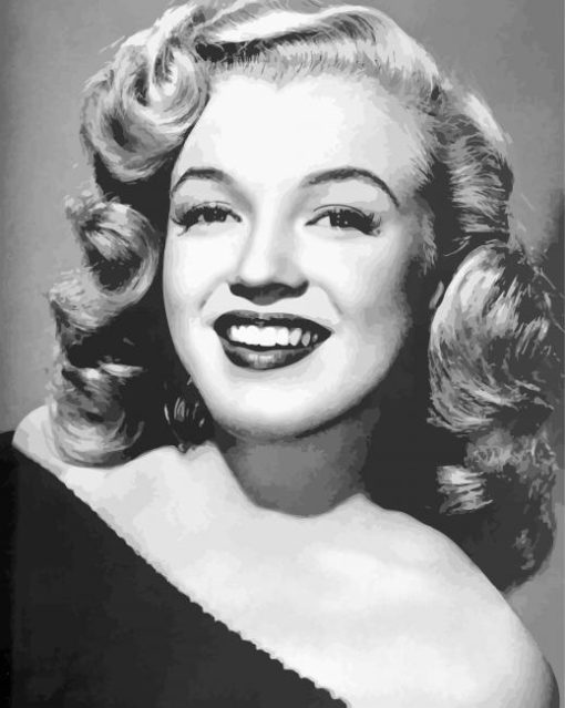 Portrait OF Young Marilyn Monroe Black And White paint by numbers