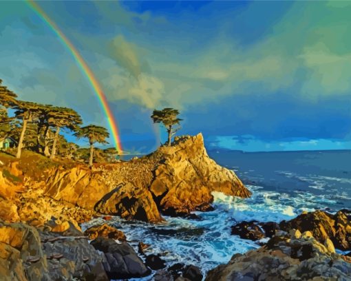 Rainbow Pebble Beach paint by numbers