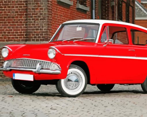 Red Ford Anglia paint by number