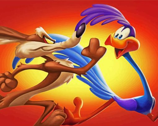 Roadrunner And Coyote Cartoon paint by number