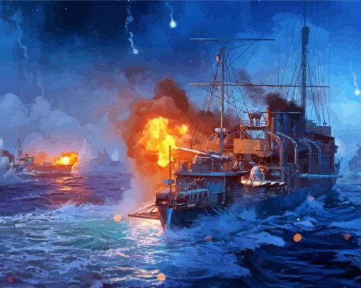 Sea Battles At Night paint by number