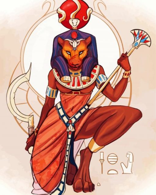 Sekhmet Goddess Art paint by numbers