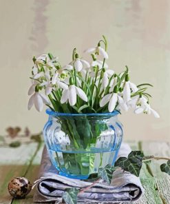 Snow Drops In Glass Vase paint by numbers