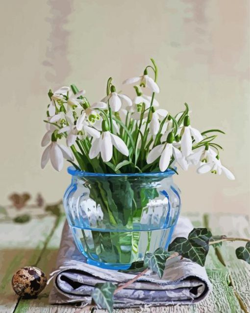 Snow Drops In Glass Vase paint by numbers