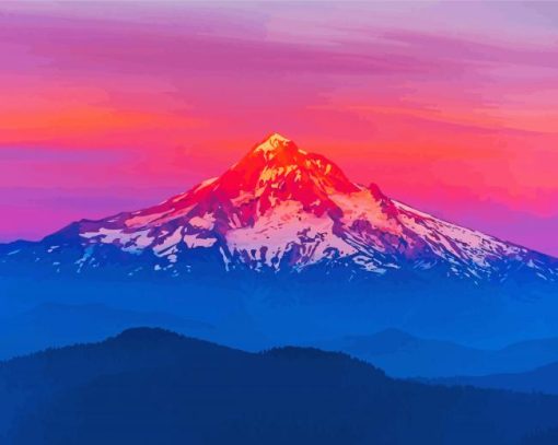 Snow Mountains Red Sunset paint by numbers