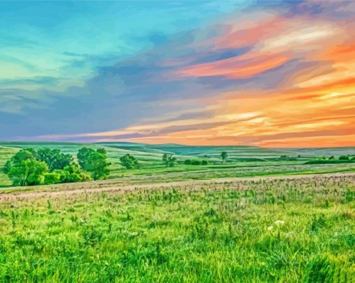 Sunset At Flint Hills paint by number