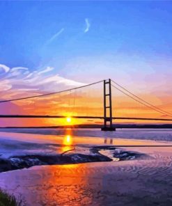 Sunset At Hull Humber Bridge paint by numbers