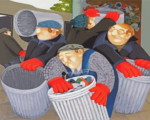 The Dustbin Men By Beryl Cook paint by numbers