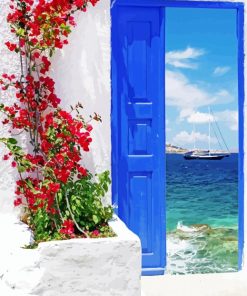 Traditional Greek Door On Mykonos Island Greece paint by numbers