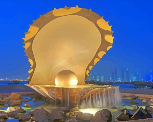 The Pearl Fountain In Doha paint by numbers