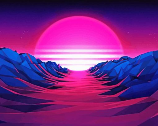 Vaporwave Landscape paint by numbers