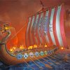 Viking Ship At Night paint by numbers