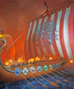 Viking Ship At Night paint by numbers