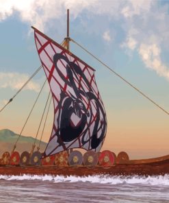 Viking Ship In Sea paint by numbers