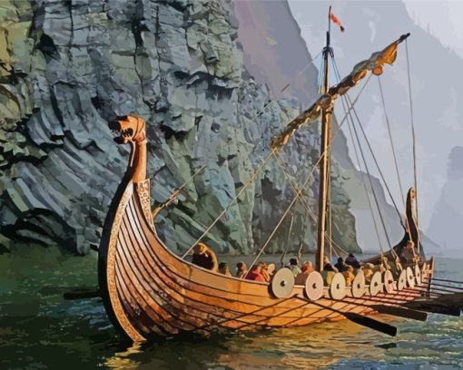 Viking Wooden Ship paint by numbers