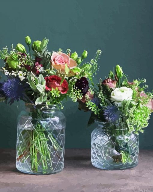 Vintage Flower Jars paint by numbers