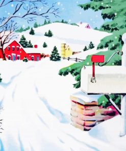 Vintage Snow Scene paint by numbers