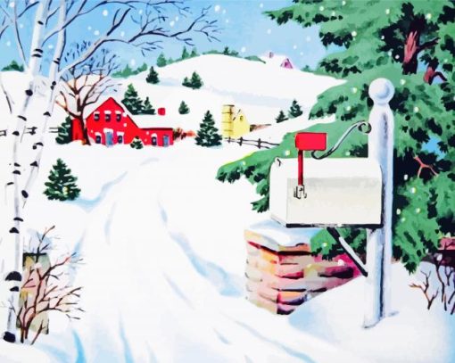 Vintage Snow Scene paint by numbers