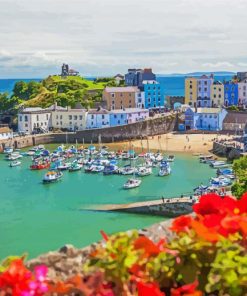 Wales Tenby Harbour paint by numbers