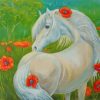 White Horse Animal With Flowers paint by numbers