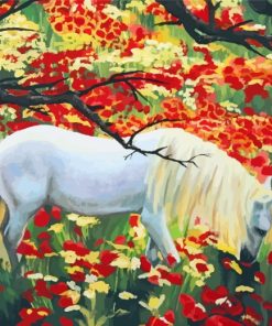 White Horse With Flowers Art paint by numbers