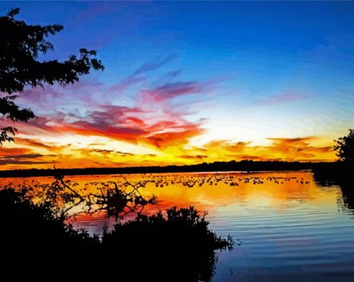 White Rock Lake Sunset paint by numbers