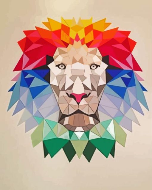 Aesthetic Lion With Triangles paint by numbers