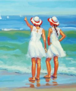 Aesthetic Ocean And Two Girls paint by number