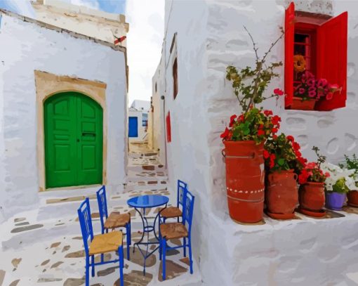 Green Greek Door paint by numbers