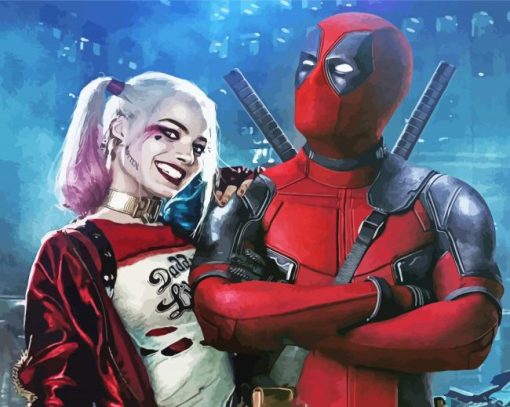 Aesthetic Harley And Deadpool paint by number