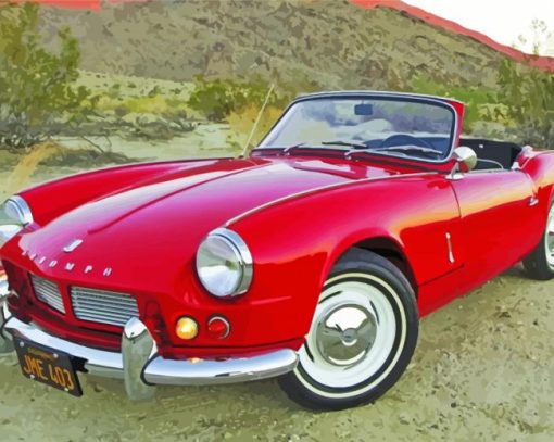 Aesthetic Red Triumph Spitfire paint by number